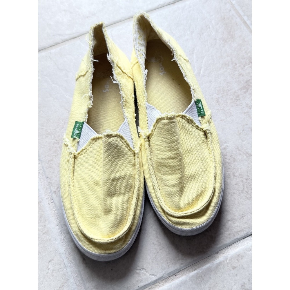 Sanuk Womens Donna Hemp Slip On Yellow Flats Casual Size 5